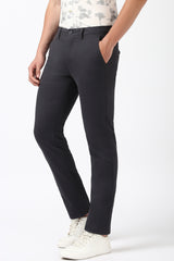 Men's Charcoal Casual Slim Fit Solid Trouser