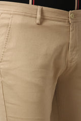 Men's Khaki Casual Slim Fit Textured Trouser