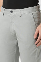 Men's Grey Casual Slim Fit Solid Trouser