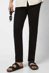 Men's Black Casual Slim Fit Solid Trouser
