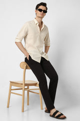 Men's Black Casual Slim Fit Solid Trouser