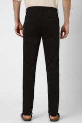 Men's Black Casual Slim Fit Solid Trouser