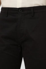Men's Black Casual Slim Fit Solid Trouser