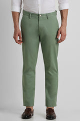 Men's Green Casual Slim Fit Solid Trouser