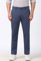 Men's Blue Casual Slim Fit Solid Trouser