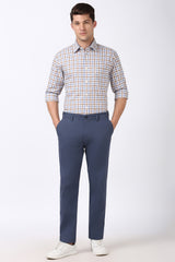 Men's Blue Casual Slim Fit Solid Trouser