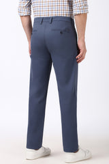 Men's Blue Casual Slim Fit Solid Trouser