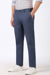 Men's Blue Casual Slim Fit Solid Trouser