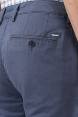 Men's Blue Casual Slim Fit Solid Trouser