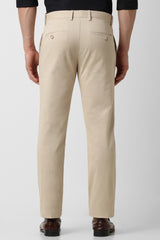 Men's Khaki Casual Slim Fit Solid Trouser