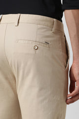 Men's Khaki Casual Slim Fit Solid Trouser