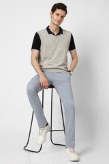 Men's Blue Casual Slim Fit Solid Trouser