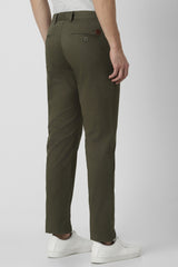 Men's Green Casual Slim Fit Solid Trouser