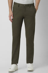 Men's Green Casual Slim Fit Solid Trouser