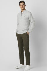 Men's Green Casual Slim Fit Solid Trouser