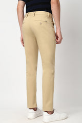 Men's Khaki Casual Slim Fit Solid Trouser