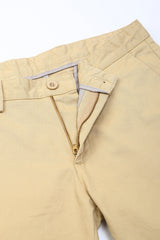 Men's Khaki Casual Slim Fit Solid Trouser