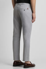 Men's Silver Casual Slim Fit Solid Trouser