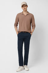 Men's Navy Casual Slim Fit Solid Trouser