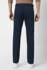 Men's Navy Casual Slim Fit Solid Trouser