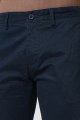 Men's Navy Casual Slim Fit Solid Trouser