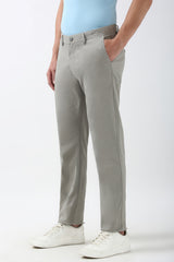 Men's Grey Casual Slim Fit Solid Trouser