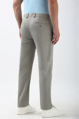 Men's Grey Casual Slim Fit Solid Trouser