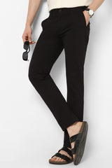 Men's Black Casual Slim Fit Solid Trouser