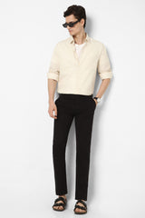 Men's Black Casual Slim Fit Solid Trouser
