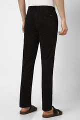 Men's Black Casual Slim Fit Solid Trouser
