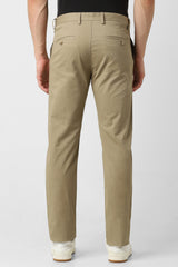Men's Khaki Casual Slim Fit Solid Trouser