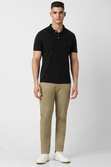 Men's Khaki Casual Slim Fit Solid Trouser