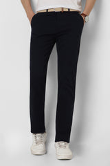 Men's Navy Casual Slim Fit Solid Trouser