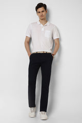 Men's Navy Casual Slim Fit Solid Trouser