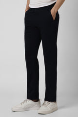 Men's Navy Casual Slim Fit Solid Trouser