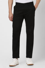 Men's Black Casual Slim Fit Solid Trouser