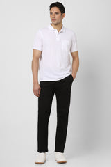 Men's Black Casual Slim Fit Solid Trouser