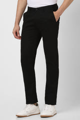 Men's Black Casual Slim Fit Solid Trouser