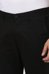 Men's Black Casual Slim Fit Solid Trouser