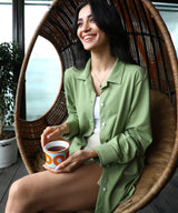 Women's Avocado Green Solid Boxy Shirt