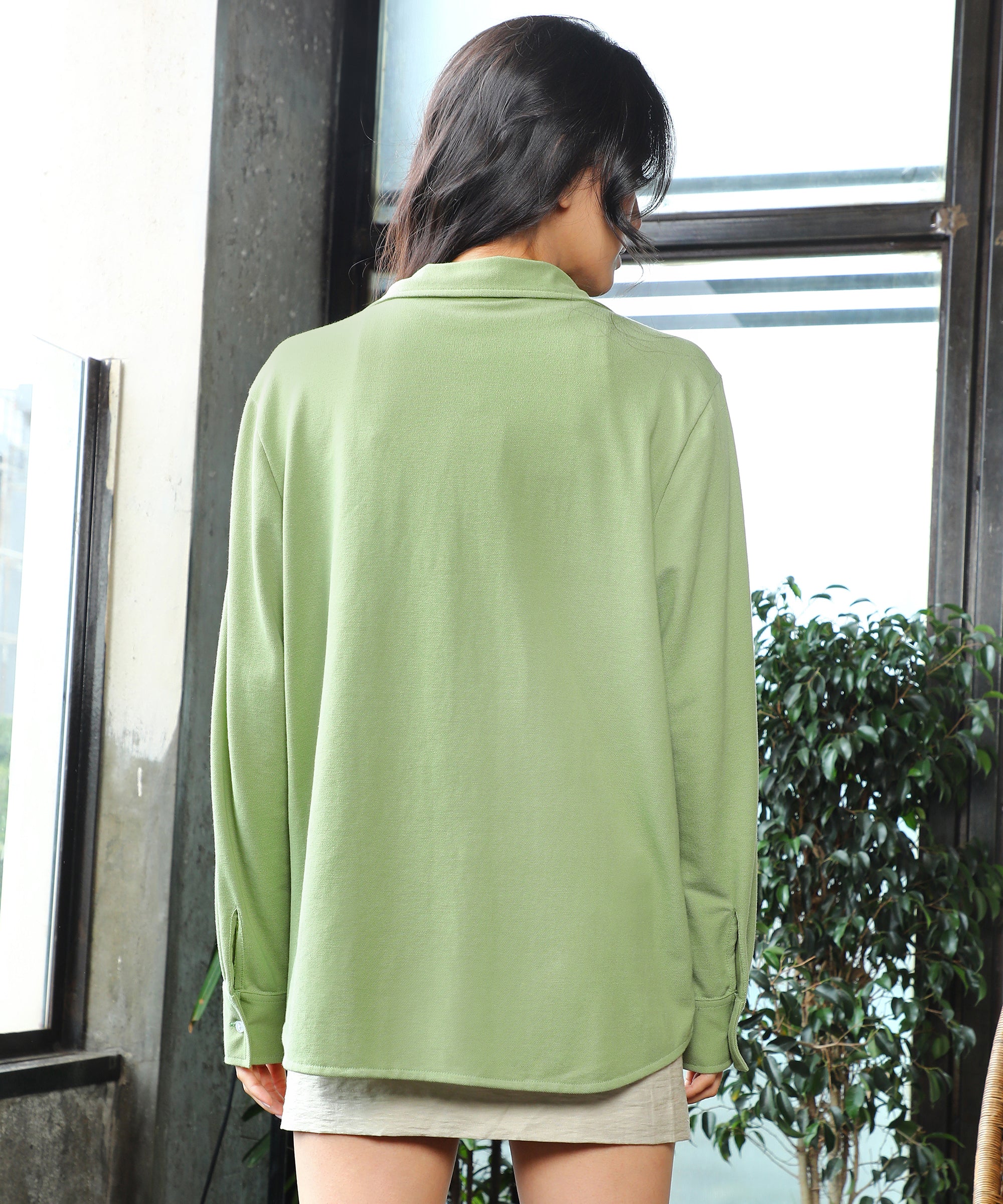 Women's Avocado Green Solid Boxy Shirt