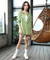 Women's Avocado Green Solid Boxy Shirt
