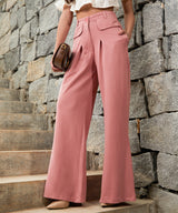 Women's Salmon Pink Pleated Tailored Trousers
