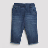 Girls Blue Casual Regular Solid Pants