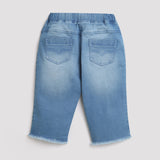 Girls Blue Regular Fit Cropped Non-Stretchable Jeans