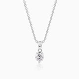 Women's Silver Mini Solitaire Pendant with Link Chain