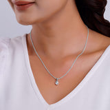 Women's Silver Mini Solitaire Pendant with Link Chain