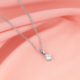 Women's Silver Mini Solitaire Pendant with Link Chain