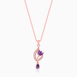 Women's Rose Gold Flowing Crocus Pendant with Link Chain