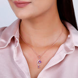 Women's Rose Gold Flowing Crocus Pendant with Link Chain